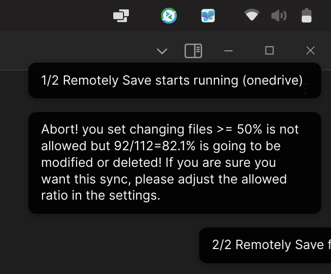 Remotely Save “Abort you set changing files”